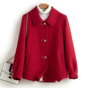 Women Woolen Coat Autumn Winter 2024 New Fashion Leisure Loose Double-Sided Cashmere Wool Coat Female Jackets Overcoat Tops 5XL