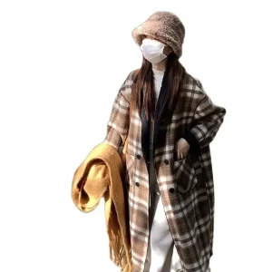 Autumn And Winter New Double-Sided Plaid Coat Age-Reducing Loose Versatile Cardigan Long Temperament Trend Single-Breasted Jacke